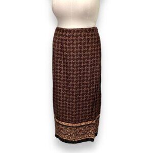 Designs Lane Bryant Women’s Geometric Boho Wrap Maxi Skirt, Brown, size 16
